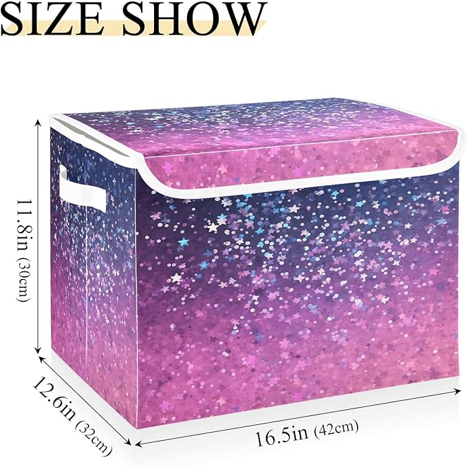 Diamonds Crystals Gradient Glitter Decoration Sequins Purple Blue Storage Containers with Lids Stackable Clothes Storage