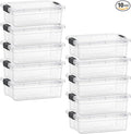 Superio Clear Storage Box with Lid 4.5 Quart Plastic Container Bins for Organizing Stackable Crates BPA Free Non Toxic Odor Free Organizers for Home Office School and Dorm 10 Pack
