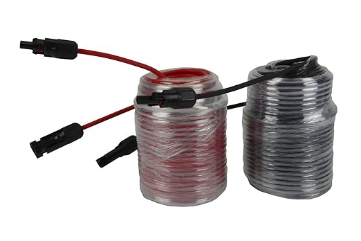 TEMCo Solar Panel Extension Cable 10 AWG 125 Ft Red + 125 Ft Black w/Staubli MC4 Connectors