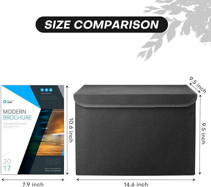 Bagnizer Large 22 Quart Linen Fabric Foldable Storage Bin Cube Organizer Basket with Flip-Top Lid &amp Handles Clothes Blanket Box for Home Office Closet Black 4 Pack 14.6 x 9.5 x 9.5”