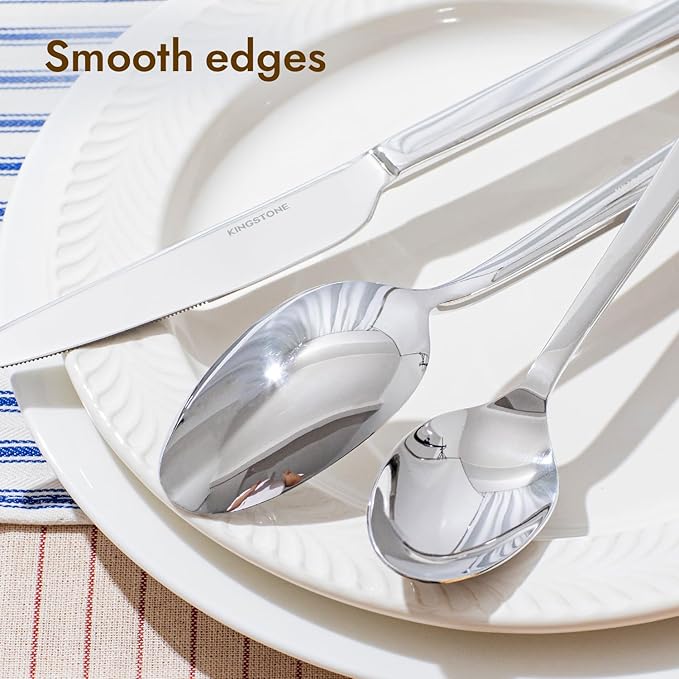 KINGSTONE Silverware Set 30-Piece Flatware Cutlery Set Premium Stainless Steel Service for 6 for Kitchen Home Wedding Party Mirror Polished and Dishwasher Safe