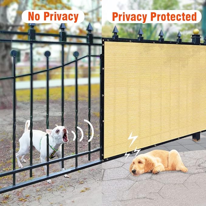 iCover 5x49ft Privacy Screen Fence Outdoor Fencing Panels Garden Windscreen Mesh Shade Sail Net Barrier Include Reinforced Bindings and Brass Grommets Cable Zip Ties Sand