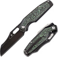 KANSEPT Tuckamore Camping Pocket Knives for Men 8.12in Folding Knives with 3.54in Stonewashed CPM 20CV Material and Titanium Green Carbon Fiber Handle for Outdoor Tactical Survival K1052A3