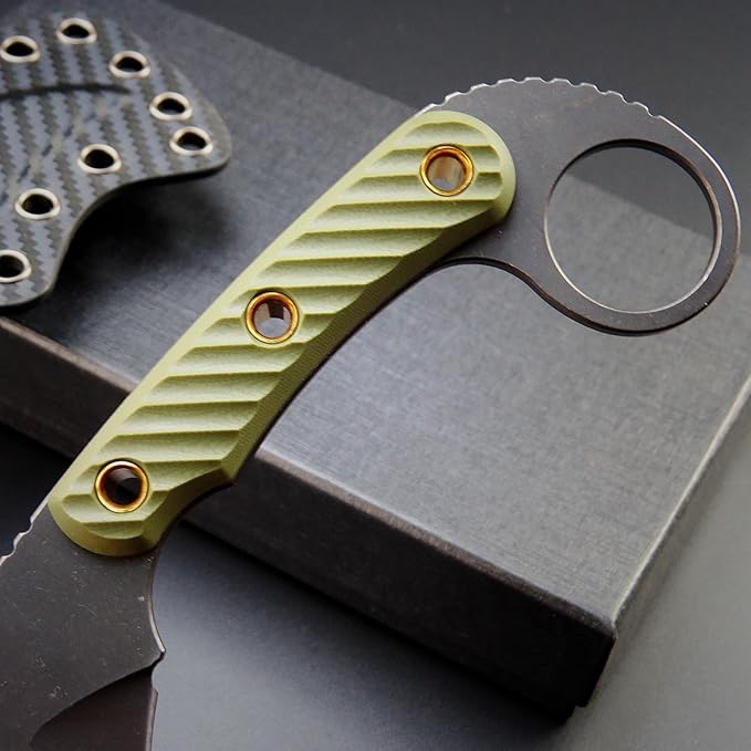 C1395 Fixed Blade Knife AUS-10 Black Stonewashed Steel Blade G10 Handle Claw Knife for Outdoor EDC Tool Survival Hiking Camping (Green)