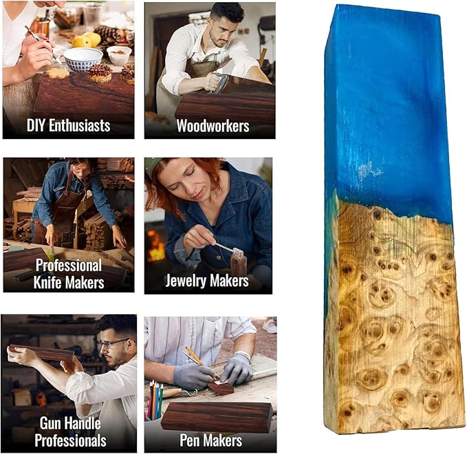 Chef Knife Handle Blank Material 2pcs DIY Handmade Resin and Wood Materials Carpenter Enthusiast