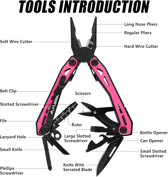 FLISSA 16-in-1 Pink Multi Tool Pliers and FLISSA 13-in-1 Multi Tool Wrench