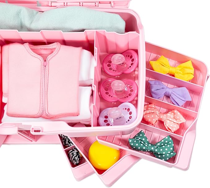 Best Kept | Portable Carrying Case | Diaper Caddy Organizer | Plastic | Portable Storage Box | Baby Shower For Girl | Newborn Essentials Must Haves | Baby Pink