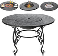 Giantex Fire Pit Table 4-in-1 Outdoor Dining Table 36 Inch Multifunctional Metal Round Patio Table Wood Burning Fire Pits with Cover Grill Grate Poker for Garden Poolside Backyard Fireplace