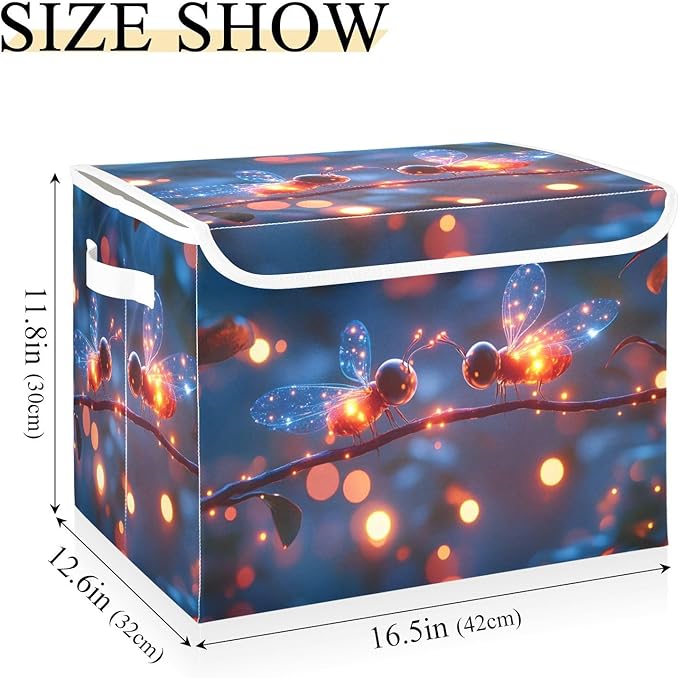 AIXIWAWA Lidded Storage Cube (Shining Forest Animal) Fabric Foldable Closet Bins with Flip Lid and Handles Organizer Basket Container 16.5 x 12.6 x 11.8 IN