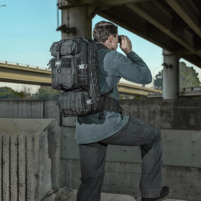 MAXPEDITION Gyrfalcon Backpack (Black) 36L Tactical Backpack with Detachable Waist Pack MOLLE Internal Frame Rucksack Military Survival Pack Bug Out Bag PT1054B
