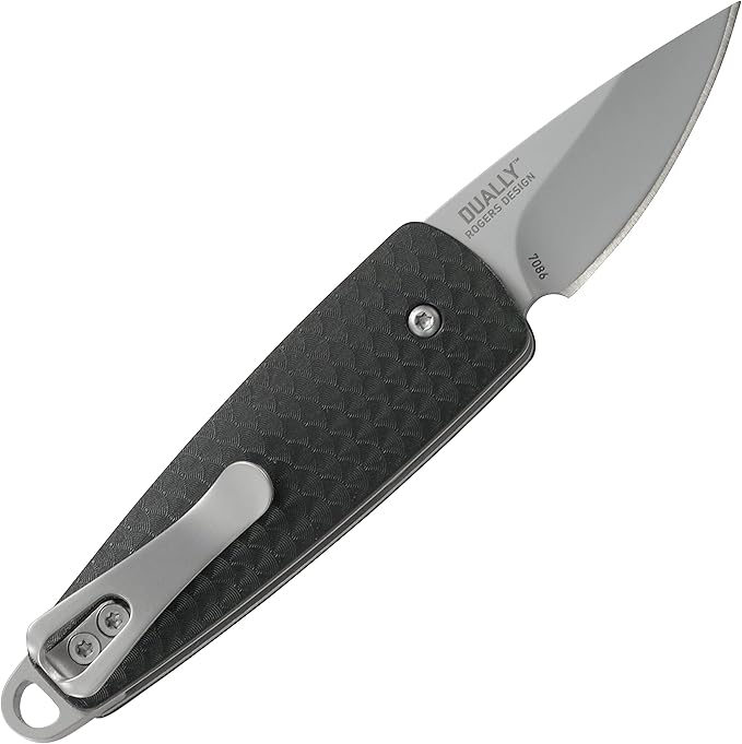 CRKT Dually Folding Carry Knife: Plain Edge Folder with Slip Joint - Everyday Carry Folded Knife Black Glass Reinforced Nylon Handle with Lanyard Hole Bottle Opener 7086