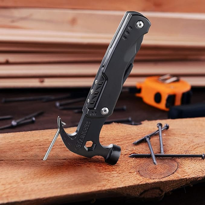 Survival‑Ready Camping Multitool – All‑in‑One with Knife Hammer Saw &amp Pliers Durable Sheath Perfect Christmas/Birthday/Father's Day Gift for Men Dad Husband &amp Boyfriend-Hammer &amp EDC