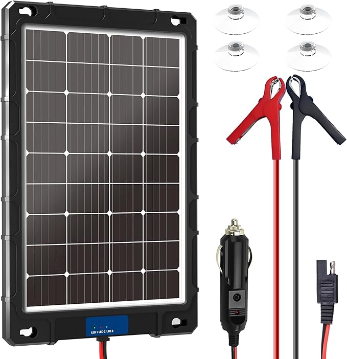 12V 7.5w Solar Battery Charger Pro - Built-in Intelligent MPPT Controller Waterproof for Car Automotive Boat and Marine RV Trailers - Solar Panel Trickle Charging Kit (SP-7.5W)
