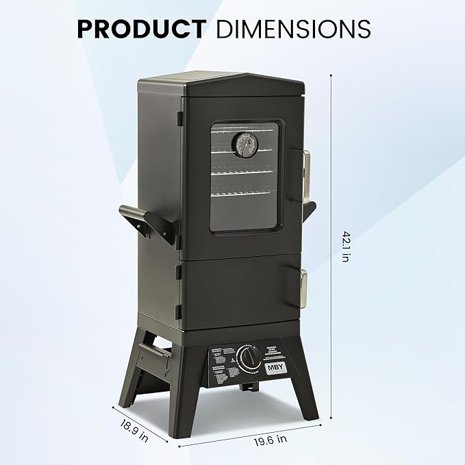 Large Vertical Propane Smoker with Cover &amp 4 Cooking Grates Large Cooking Space Heavy Duty &amp Weather-Resistant for OutdoorSmoke RibsBrisketChicken