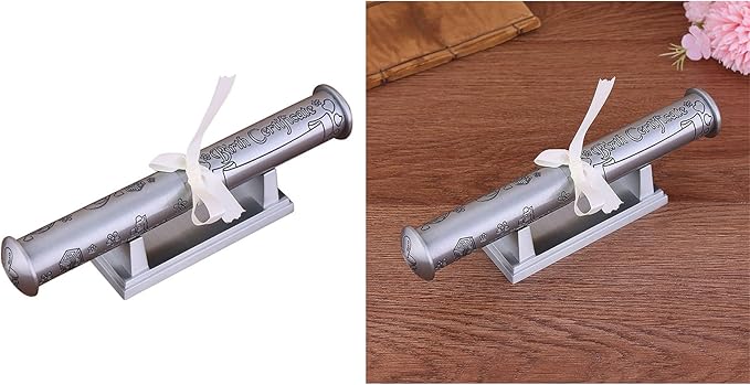 Birth Certificate Holder Silver Plated Zinc Alloy Certificate Holder Birth Certificates Holder Certificate Storage Tube Zinc Alloy