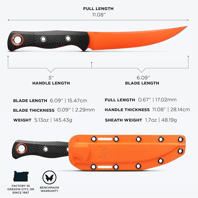 Benchmade - MeatCrafter 15500 Hunting and Cutlery Knife with Black Carbon Fiber Handle (15500OR-2)