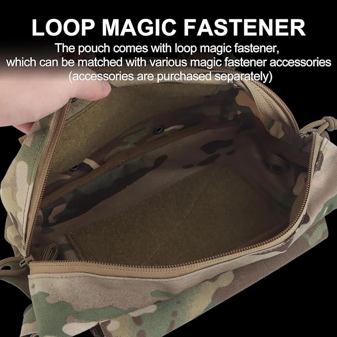 Zhongren Tactical Drop Waist Pouch Adjustable Waist Belt Bag Molle Tool Pouch with Hook and Loop for Tactical Vest Chest Rig (Camo)