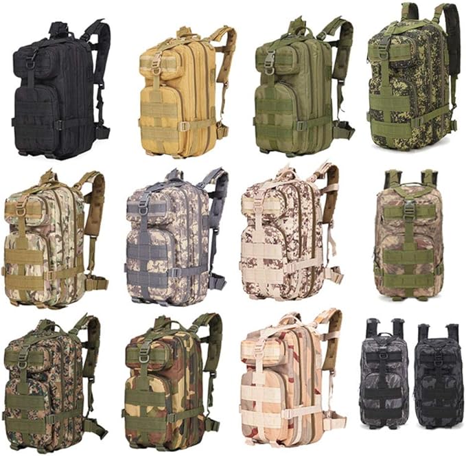 Outdoor Sports Pack Hiking Bag Tactical Rucksack Camo Knapsack Combat Camouflage Tactical Molle 25L 3P Backpack - Typhoon