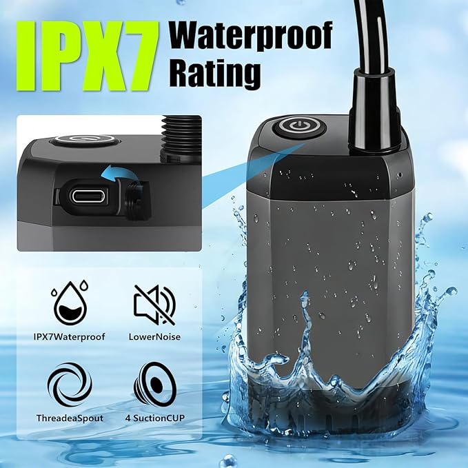 Portable Shower for Camping – 6000mAh Rechargeable Shower Pump with LED Display 3 Modes &amp Spray Nozzle – IPX7 Outdoor Shower Kit for Travel Beach Car Dog Bath