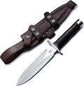 GCS Handmade Stacked Leather Handle D2 Tool Steel Tactical Hunting Knife with leather sheath Full tang blade designed for Hunting &amp EDC GCS 8