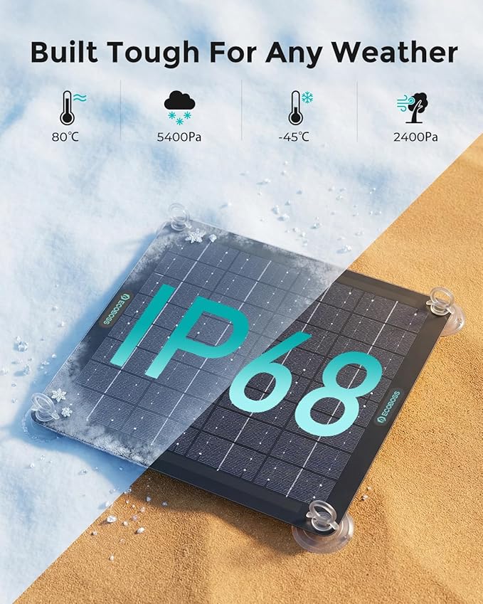 10W Solar Battery Charger Maintainer 12V Waterproof Smart Solar Trickle Charger with Indicator Lights No Overcharge &amp Reverse Protection for Car Truck Boat RV Motorcycle Battery Storage