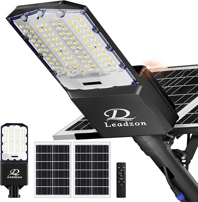 10800w Solar Street Lights Outdoor Waterproof Black 650000LM Super Bright LED Beads Commercial Solar Flood Lights with Remote Control for Patio Street Court and Parkling Lot