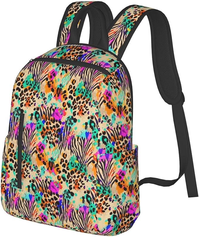 Rainbow Animal zebra tiger Cheetah Leopard Print splatter Lightweight Backpack Leisure Rucksacks Durable Business Daypack for Outdoors Bicycle