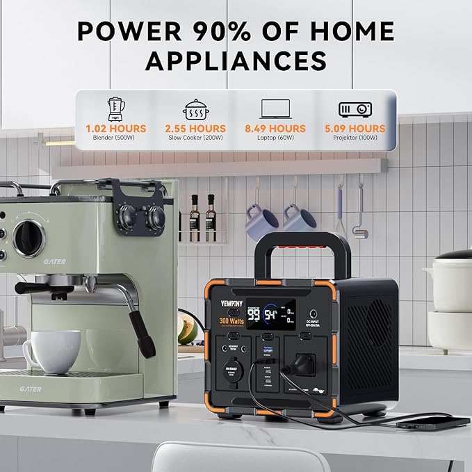 300W Portable Power Station Solar Generator 259Wh 70000mAh LiFePO4 Battery with 65W USB-C PD&ampPure Sine Wave AC Solar Charging for CampingHome BackupEmergency Power(SOS Light &amp LCD Displa