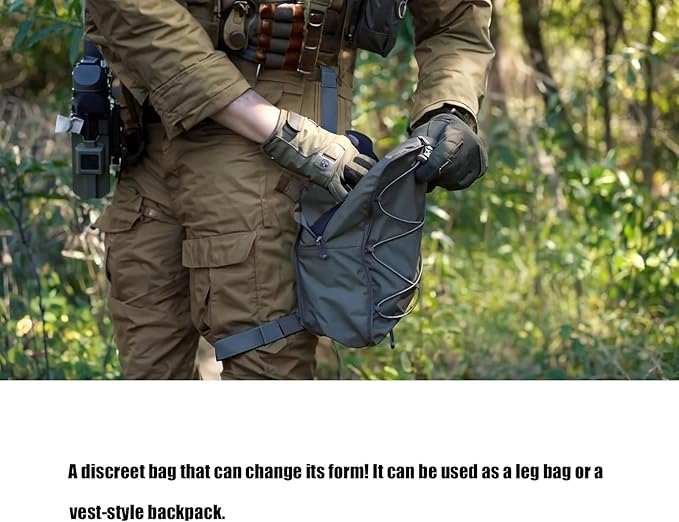 Tactical Leg Backpack MOLLE Multi-purpose Expandable Mask Storage Bag Pouch for Airsoft Sport Hiking Camping(Green)