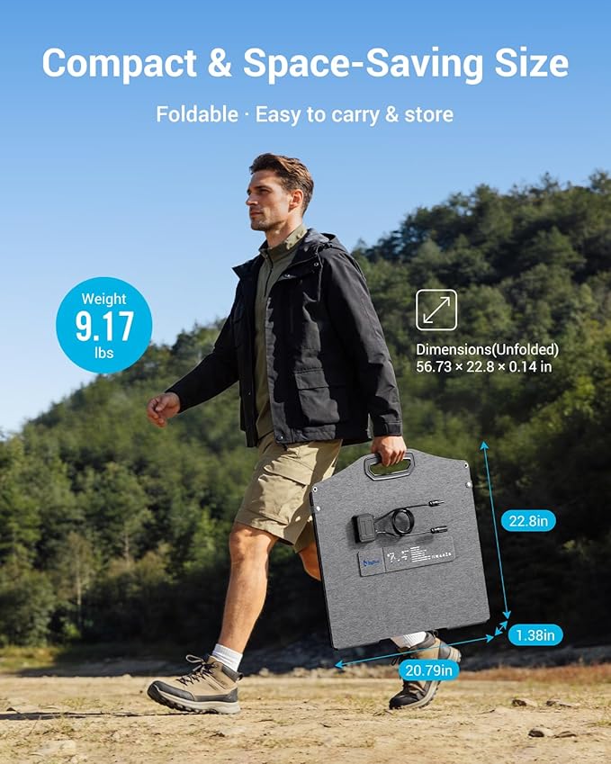 BigBlue 150W Portable Solar Panels with Kickstands IP68 Waterproof Solar Charger with MC-4/XT60 for Power Station 25% Conversion Efficiency Camping Essentials Foldable Solar Panel for RV Life