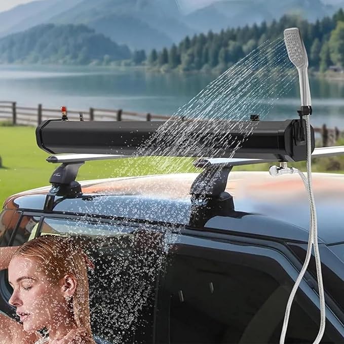 Roof Rack Mount Road Shower Pressurized Water Tank W/Storage Bag and Hose Outdoor Activities Water Supply for Suvs Sedans Rvs Trucks