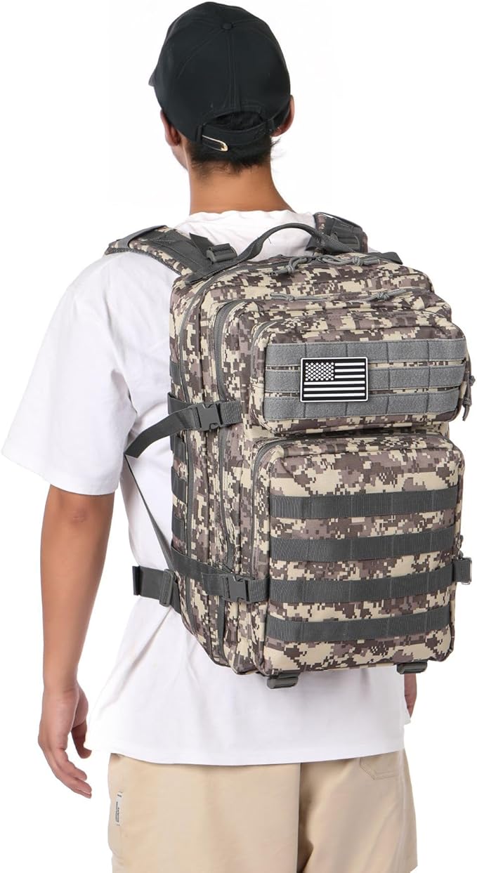 50L Sturdy Waterproof Fishing Hunting Bag Outdoor Military Tactical Sports Fitness Camping Hiking GYM Bag Backpacks (ACU)