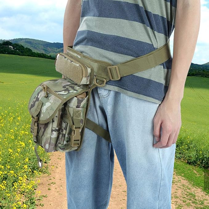 Ox Cloth Drop Leg Bag Tactical Photography Pouch with Quick Access Multifunctional Sports Leg Pack for Outdoor Activities Durable Drop Leg Bag with Adjustable Strap (CP (spot) One Size)