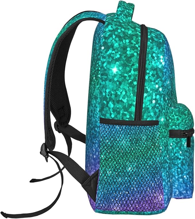 Women Men Travel Laptop Backpack Water Resistant Anti-Theft Bag Business Computer Backpack Bookbag Fashion Casual Outdoor Daypack for Beautiful Turquoise Glitter Sparkles Pattern