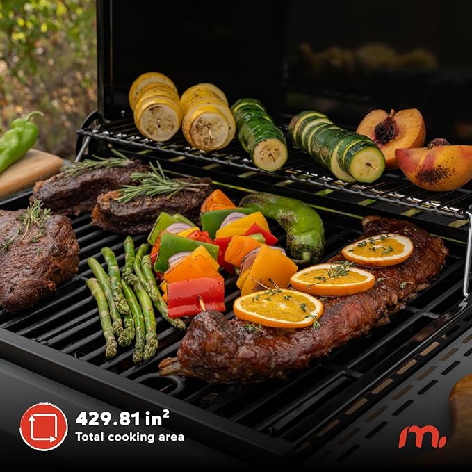 Megamaster 3-Burner Propane Gas Grill with Side Tables 30000BTUs 429.81 SQ. In. Cooking Space 2 Wheel Transport Outdoor Kitchen Grill for BBQs Backyards Tailgating and More - 720-1094