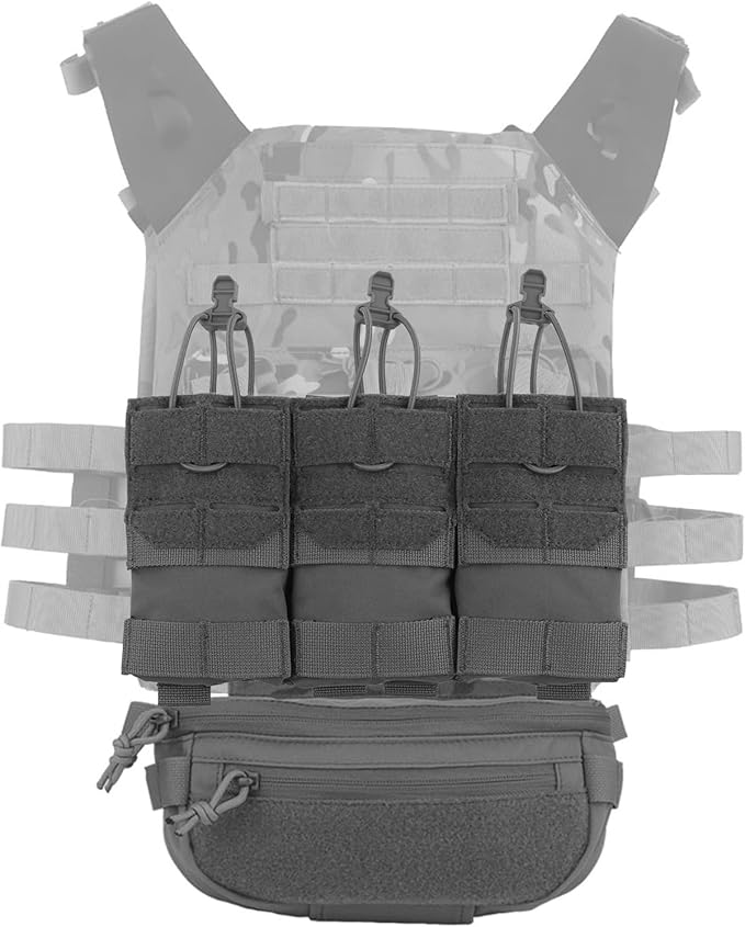 MOLLE Tactical Field Pouch Set Detachable Triple-Compartment Mag Bag and Expansion Pack Camo Dual-Purpose Belly Pouch