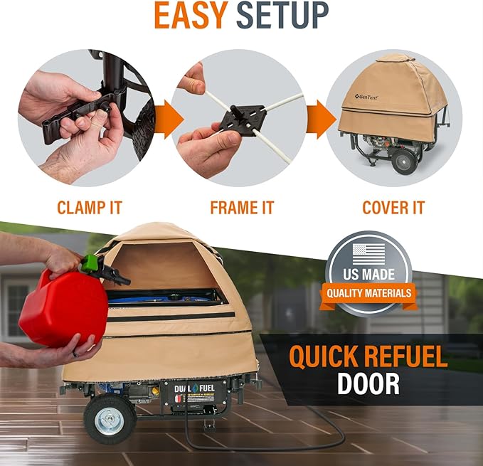GenTent Open Frame Running Cover - Universal Adapter Kit Generator Tent (Beige Original - Standard)