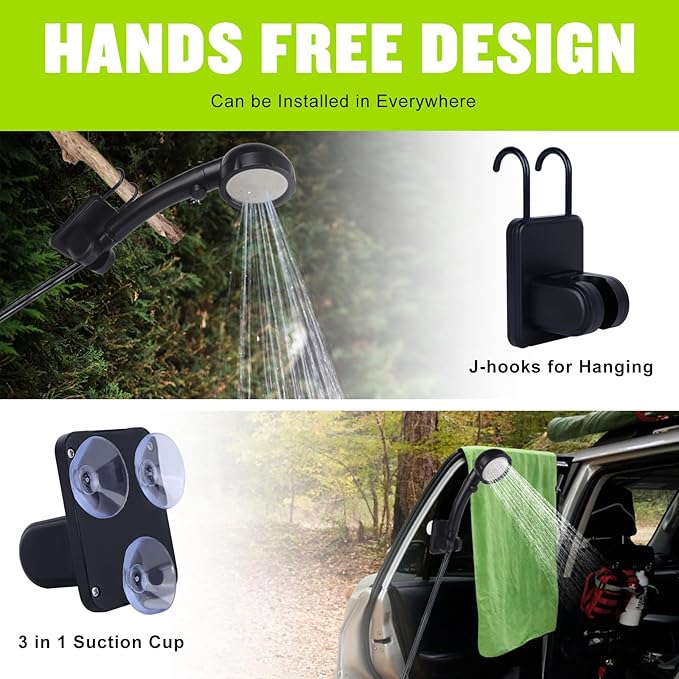 Portable Shower for Camping [Long-Lasting] Spopal 6000mAh Rechargeable Camping Shower with Intelligent LED Display 4 Spray Modes IPX7 Waterproof Outdoor Camp Pump for Hiking Travel Car Pet