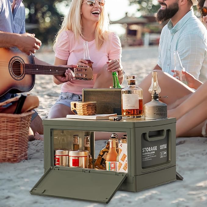 Sportsman Trunk Heavy-Duty Containers for Camping Large Capacity Storage Bins with Lids Stackable Storage Bins Space-Saving Camping Chuck Box Weather Proof Storages Container for Travel