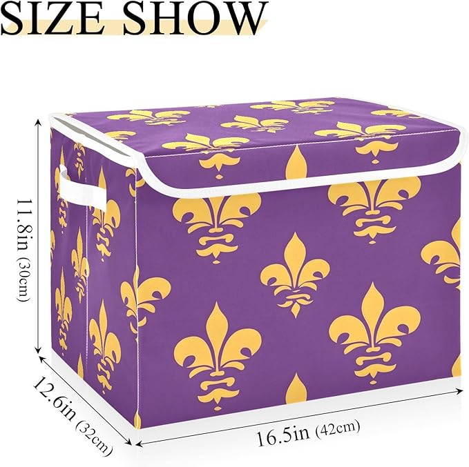 Graffiti Mardi Gras Logo Pattern Foldable Storage Baskets Fabric Boxes with Handle Organizers with Flip-Top Lids Storage Bins for Home Bedroom Office