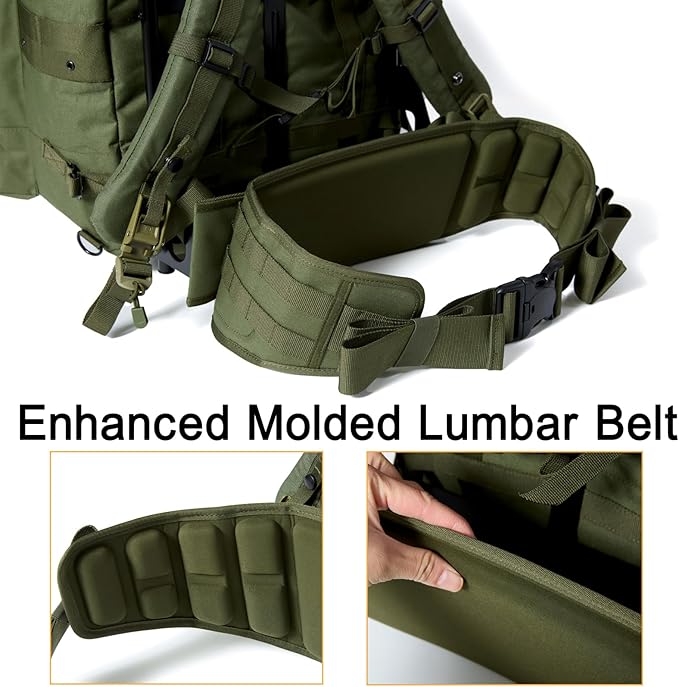 MT Military ALICE Pack Large Size Tactical Rucksack with Aluminum Quick-Release Buckles and Enhanced Waist Support – US Logo