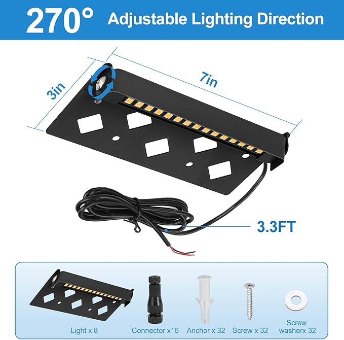 8-Pack 7 Inch LED Hardscape Lighting 5W Low Voltage Step and Retaining Wall Lights 12-24V AC/DC Waterproof Outdoor Landscape Paver Lights 3000K Warm White