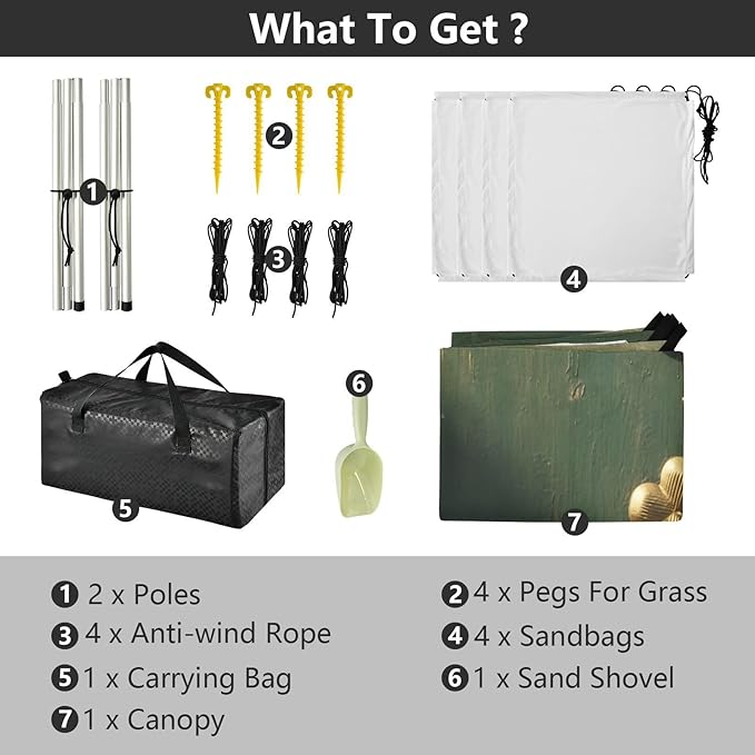 xigua St. Patrick's Day Beach Tent Sun Shelter with Carrying Bag - Silver Coated Oxford Fabric Beach Canopy for Beach Camping Fishing - Includes Windproof Ropes Sandbags &amp Stakes