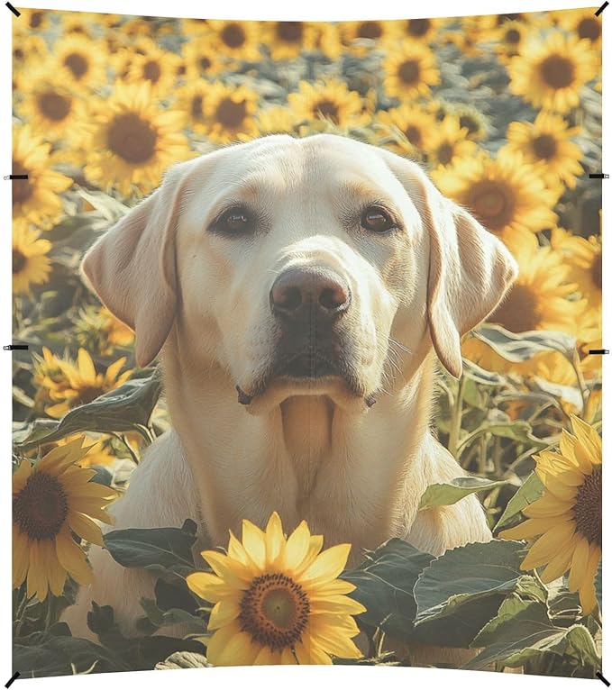 ALAZA Labrador Dog in Sunflower Field Beach Tent Sun Shelter Portable Canopy Sunshade for Outdoor Camping Picnics Backyard Fun 10x9 ft