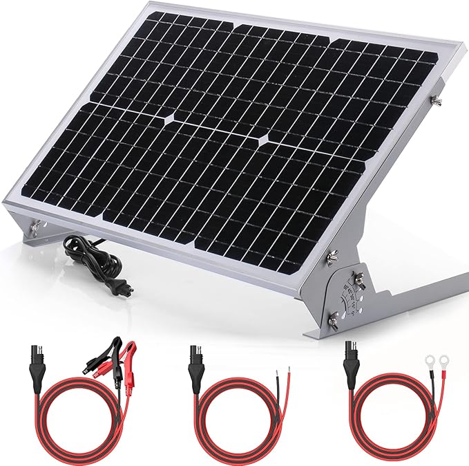SUNER POWER 30W 12V Solar Battery Charger Maintainer Built-in Smart MPPT Charge Controller Adjustable Mount Bracket Waterproof 30 Watt Solar Panel Kits for Car Automotive Boat Marine RV Trailer