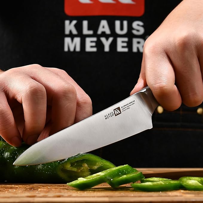 Klaus Meyer 15 Pieces Knife Block Set High Carbon German Stainless Steel Forged Sharp Blade Knife Set With Block Dishwasher Safe Cutlery