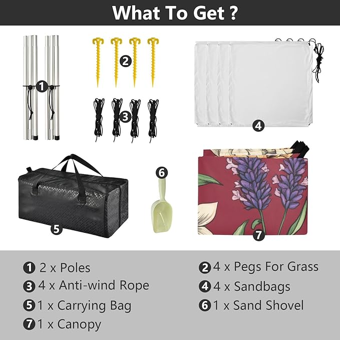Spring Flower on Red Beach Tent &amp Canopy UPF50 Lightweight Portable Sun Shelter Includes Sand Shovel Sandbags Stability Poles for Camping Fishing Backyard Fun