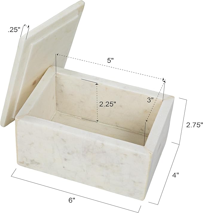 Bloomingville Marble Box Storage Container with Lid White