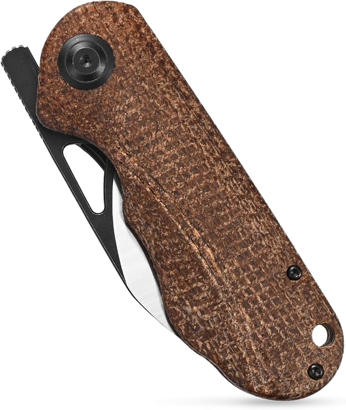 Sitivien ST156 Pocket Folding Knife Sandvik 14C28N Steel Blade with Micarta HandleChinese Zodiac Series EDC Tool Knifes for Camping Hiking Survival Fishing(Brown)
