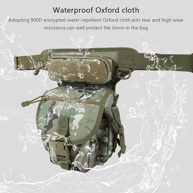 Oxford Cloth Drop Leg Bag Reporter Pouch Multifunctional Photography Leg Bag with Quick Access Pockets Durable 900D Oxford Fabric for Sports Outdoor Activities (CP (spot) One Size)